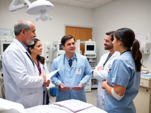 Profesioniști medicali discutând despre reformele în sănătate.