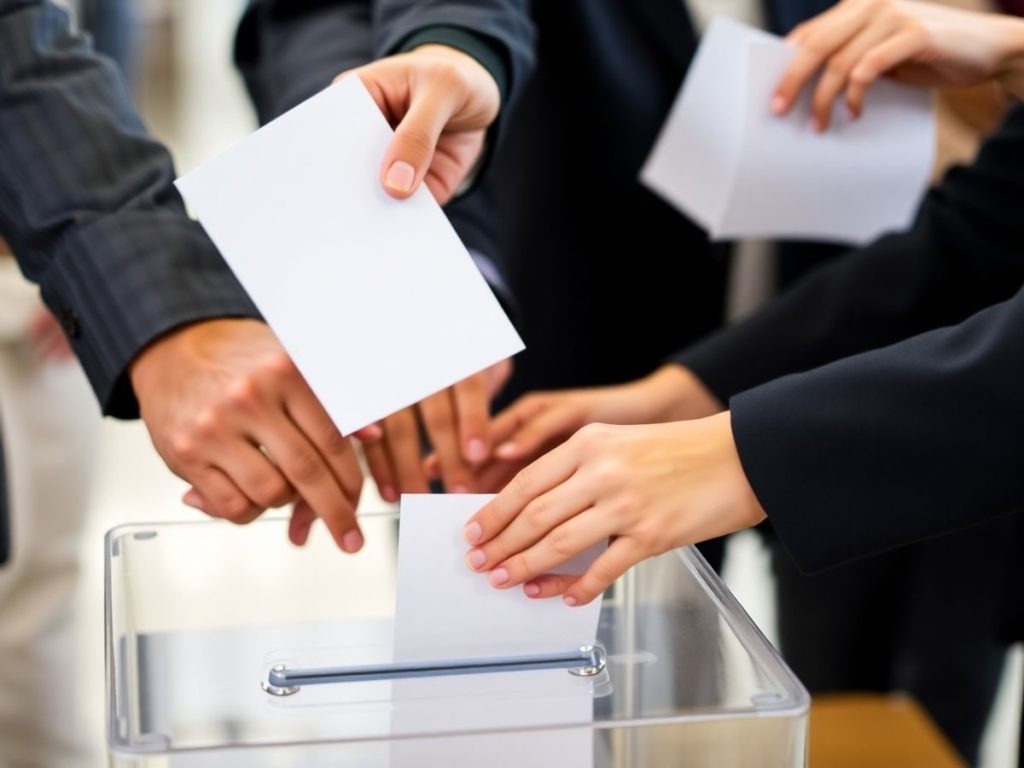 Oameni votând democratic